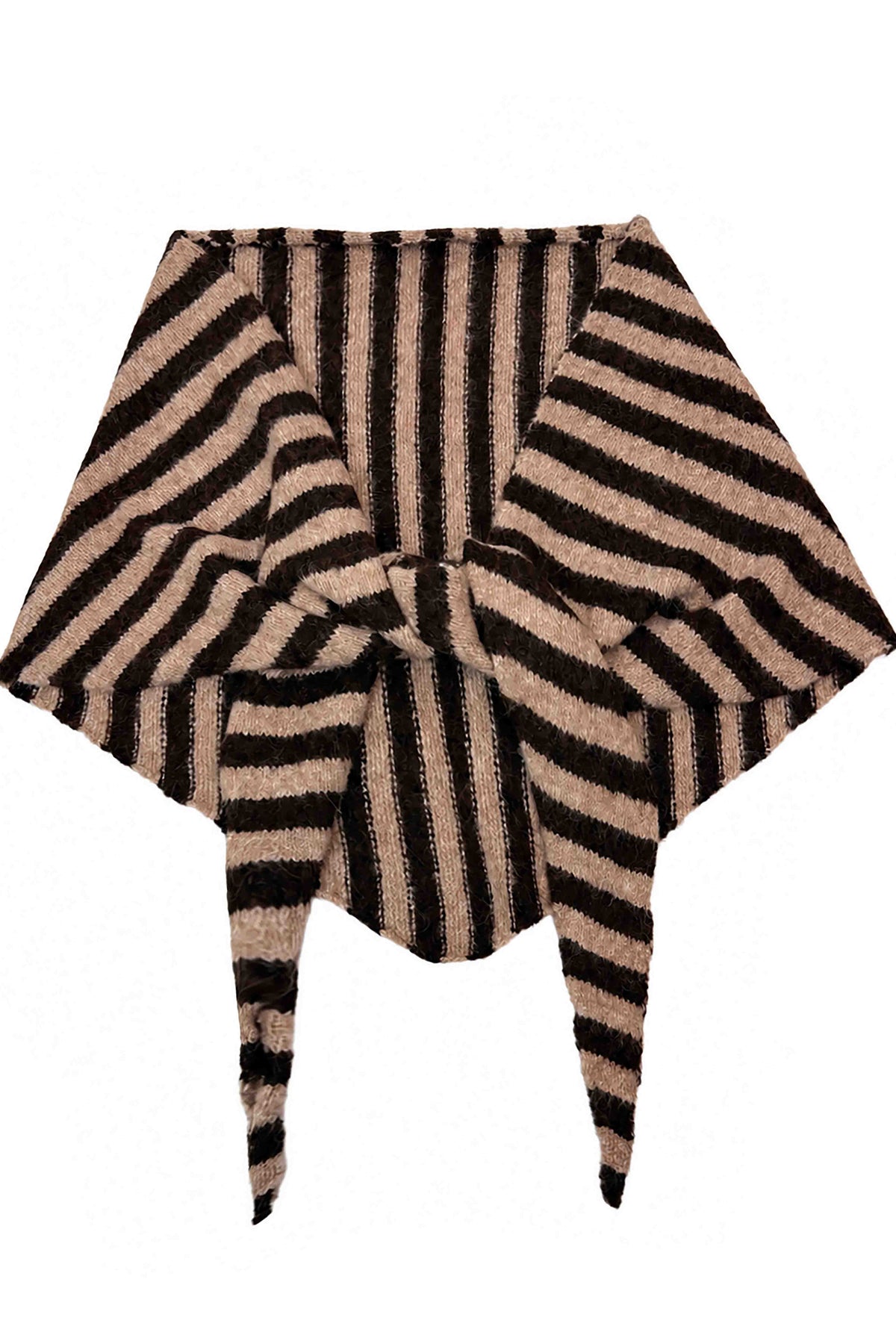 Striped Wool Blend Knitted Triangle Scarf Shawl