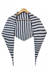 Striped Wool Blend Knitted Triangle Scarf Shawl
