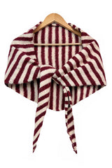 Striped Wool Blend Knitted Triangle Scarf Shawl