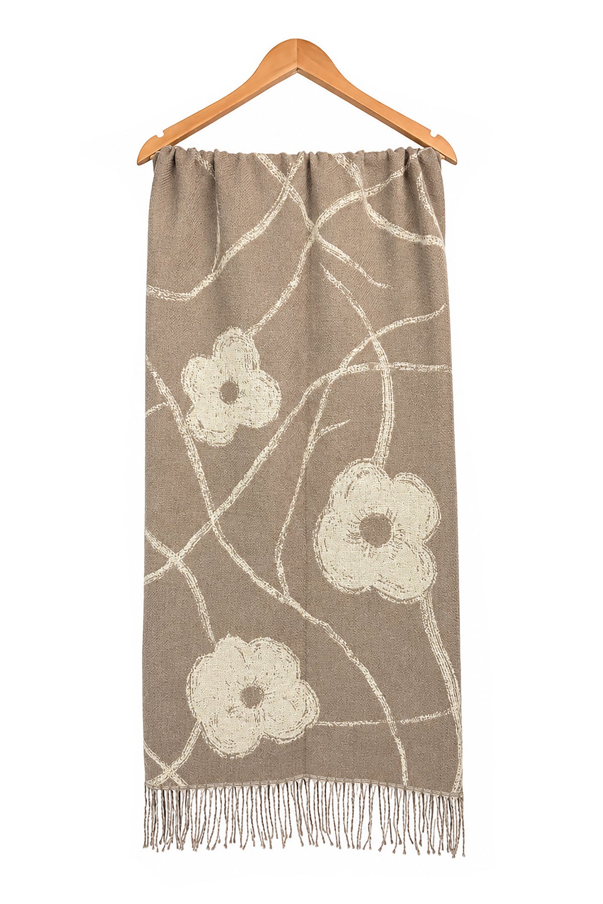 Women’s Floral Print Tassel Scarf