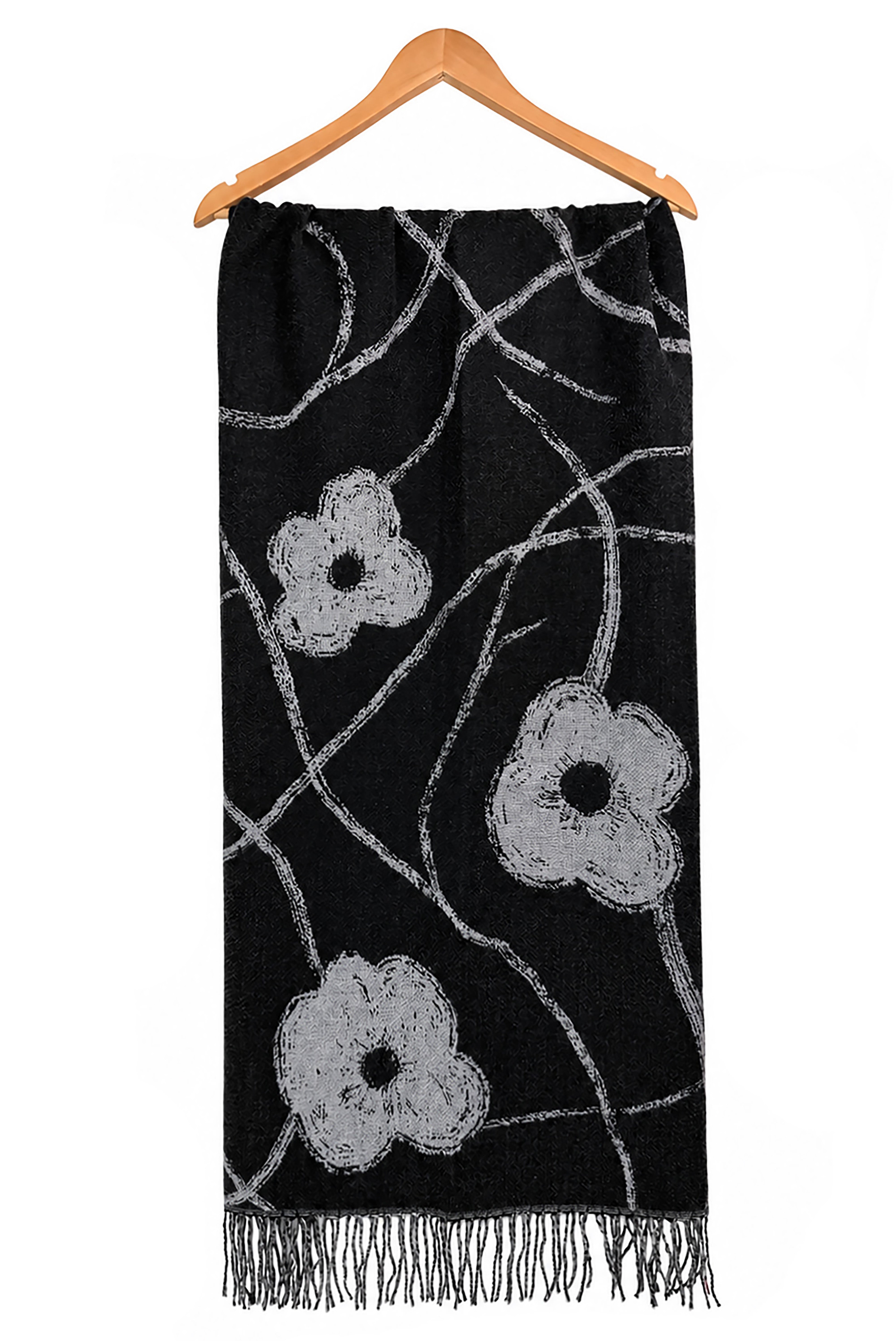 Women’s Floral Print Tassel Scarf