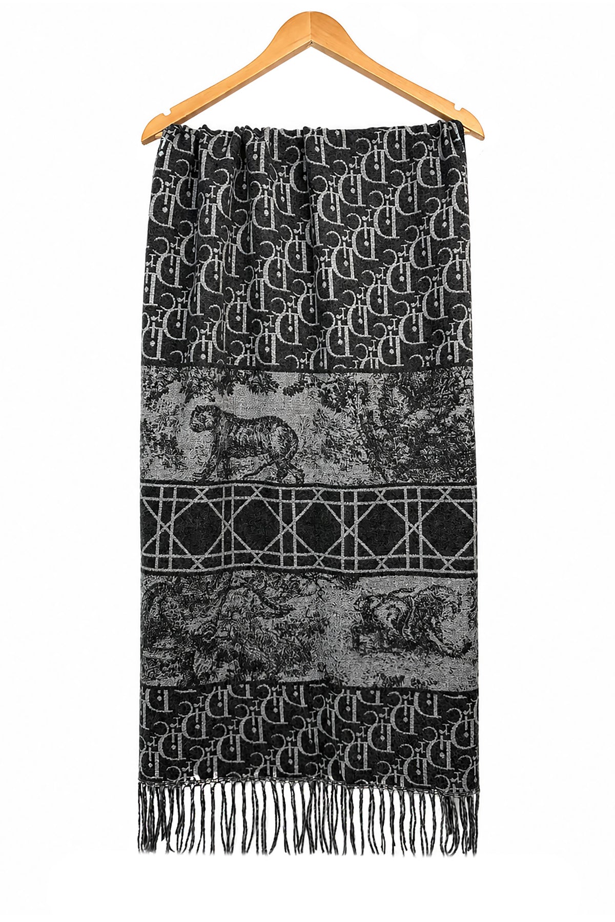 Women’s Heritage Animal & Monogram Print Fringed Scarf