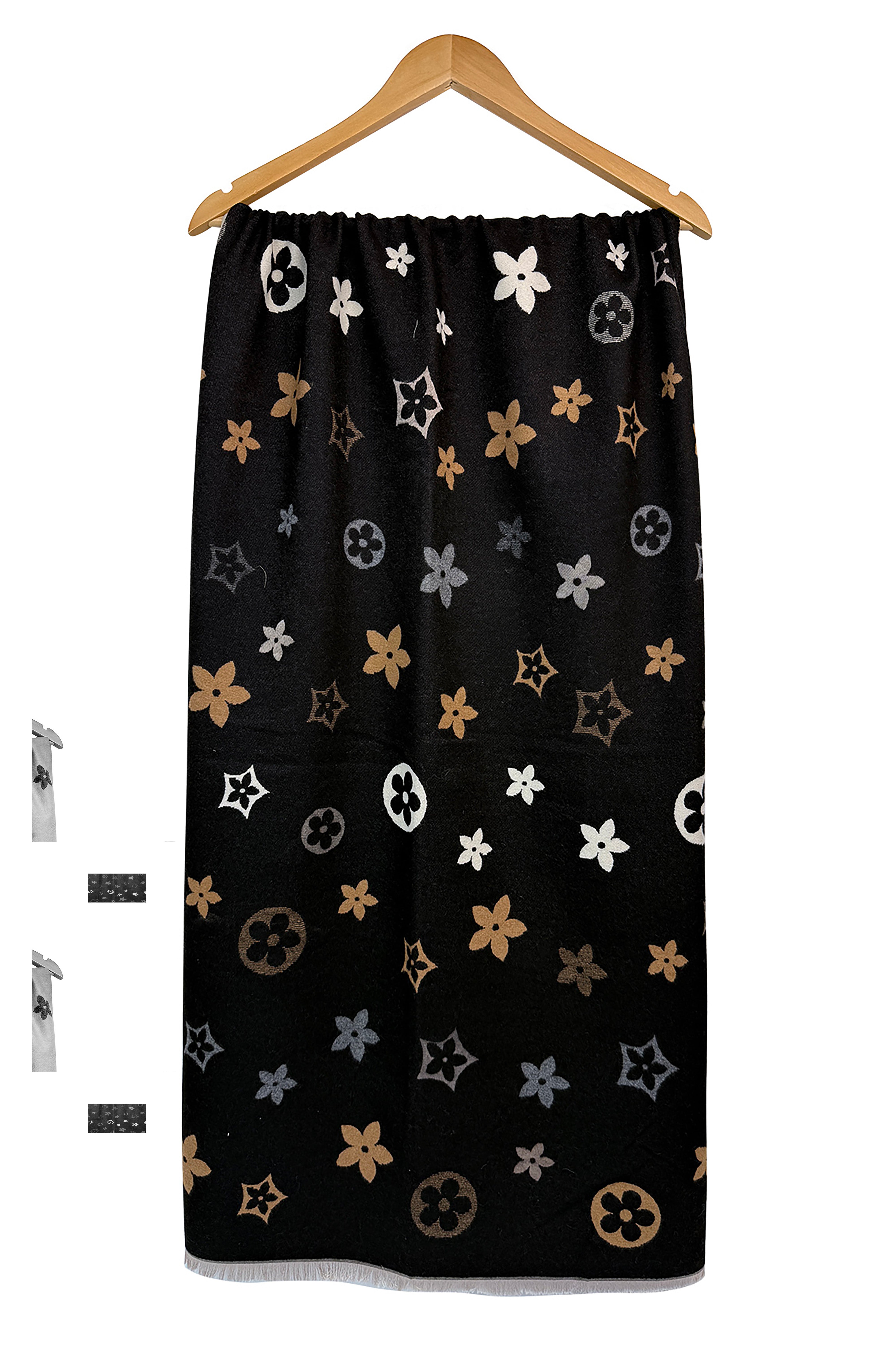 Women’s Reversible Floral Print Scarf – Soft Lightweight Fringed Wrap