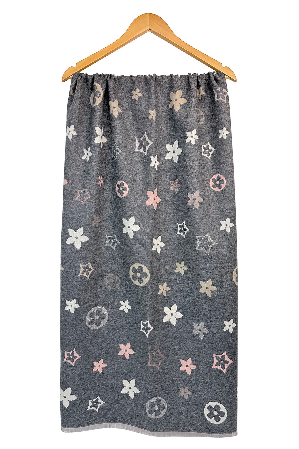 Women’s Reversible Floral Print Scarf – Soft Lightweight Fringed Wrap