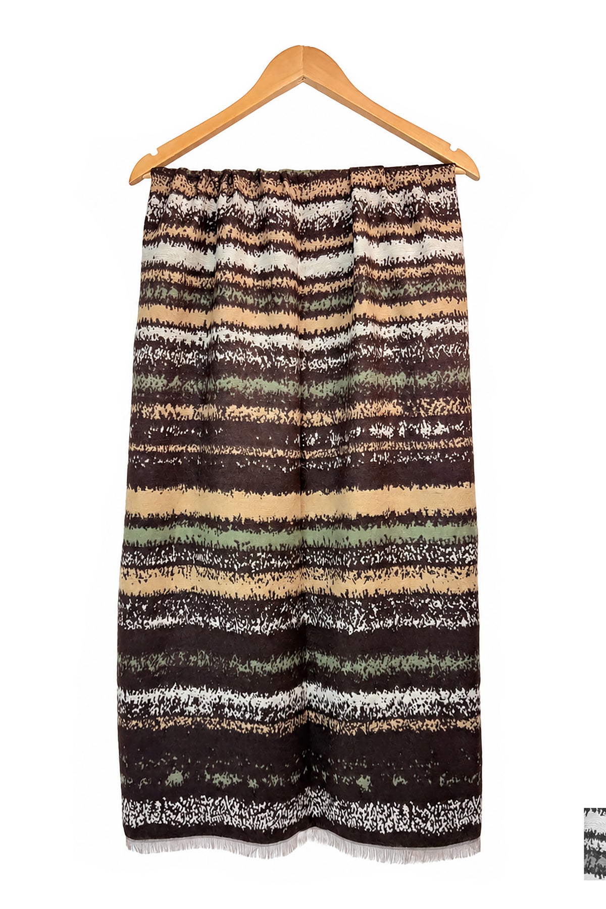 Women’s Abstract Stripe Print Scarf – Soft Lightweight Fringed Wrap