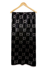 Women’s Reversible Monogram Pattern Scarf with Fringed Trim