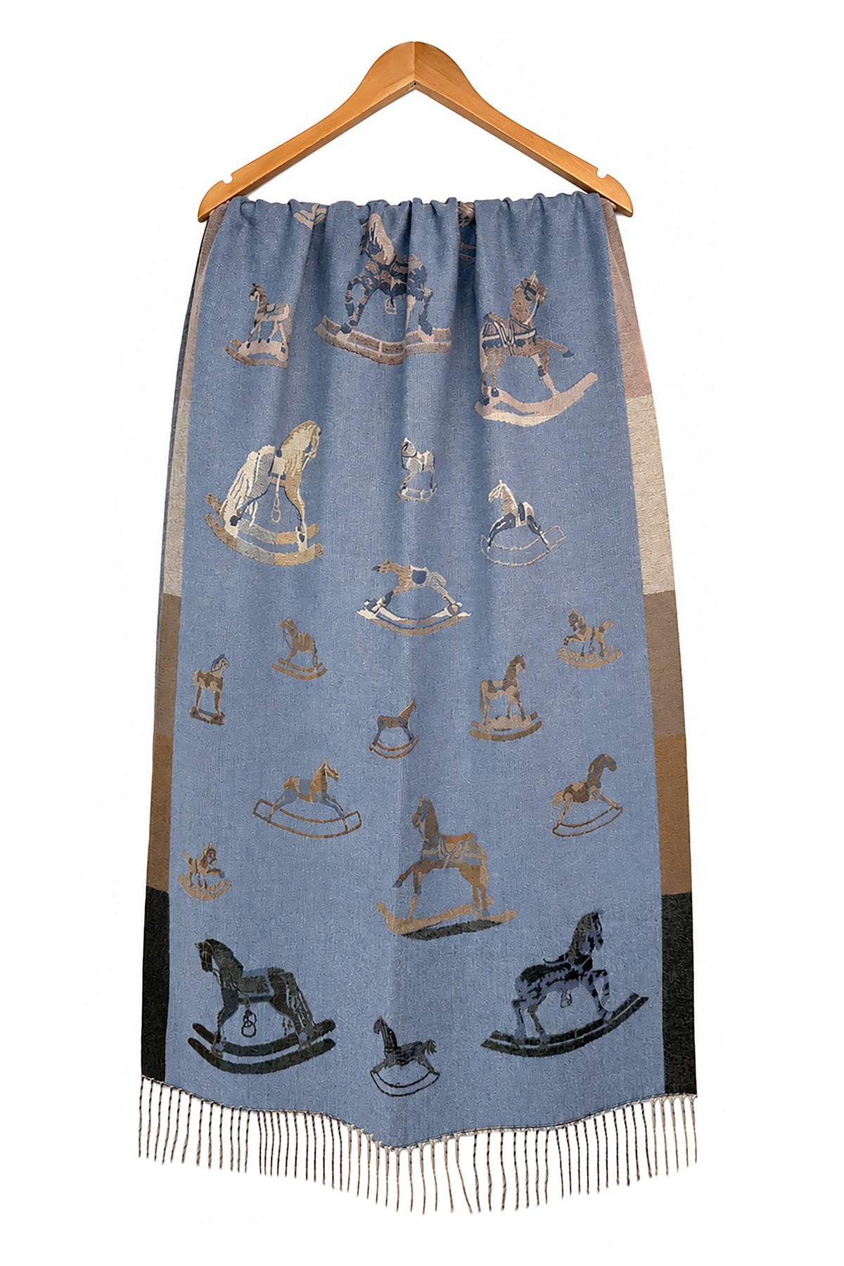 Women’s Rocking Horse Print Fringed Scarf