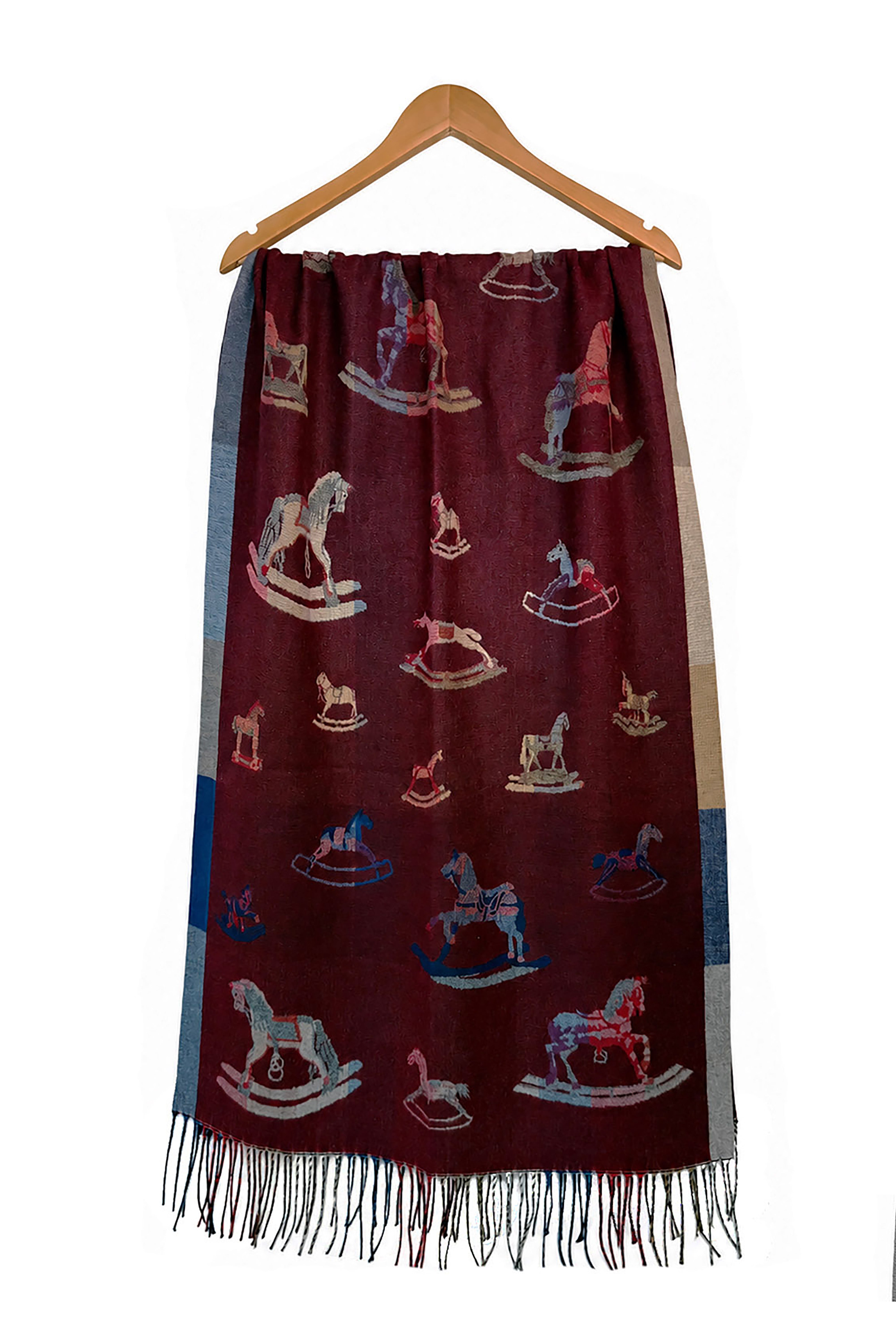 Women’s Rocking Horse Print Fringed Scarf