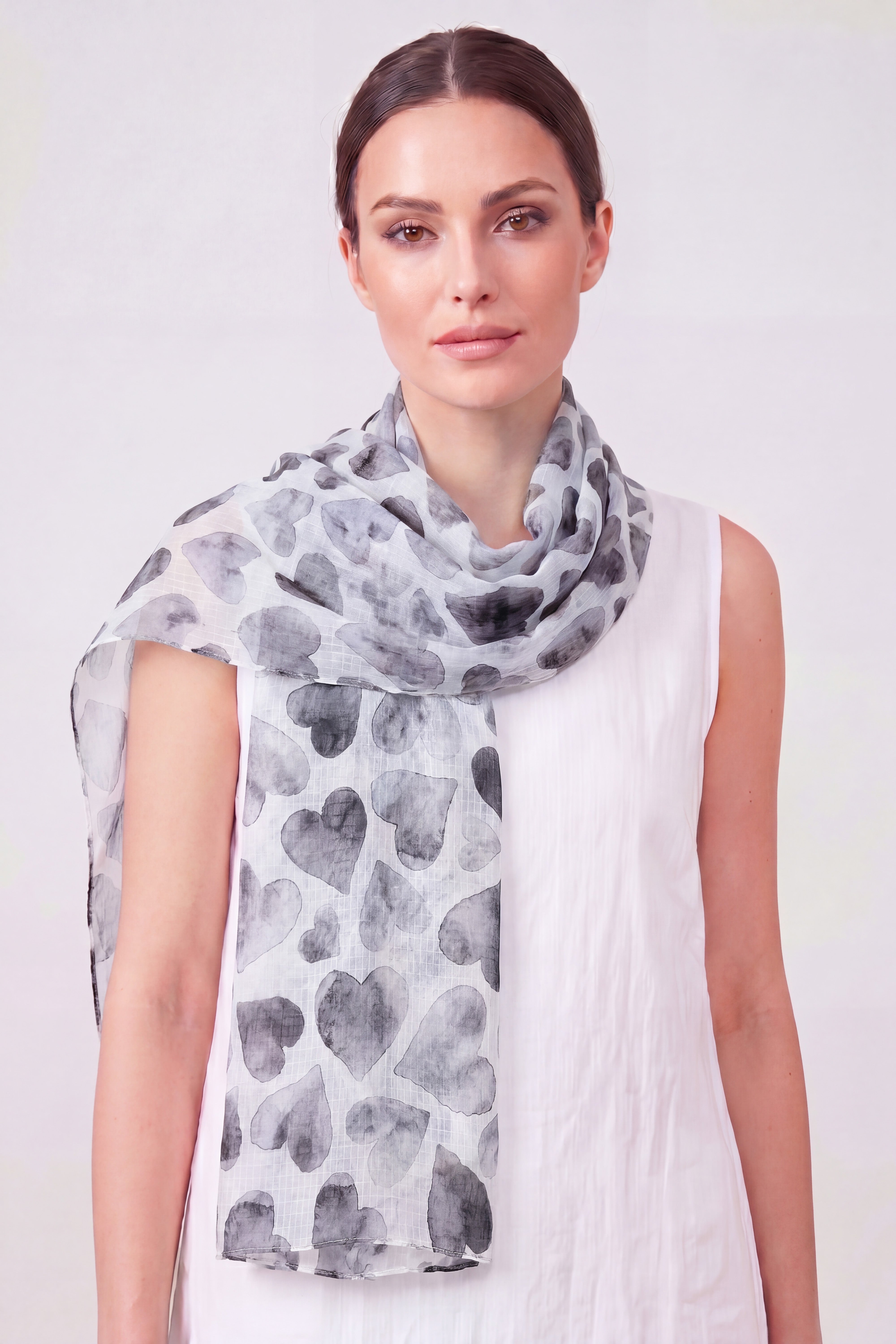 Watercolour Heart Print Scarf