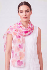 Watercolour Heart Print Scarf