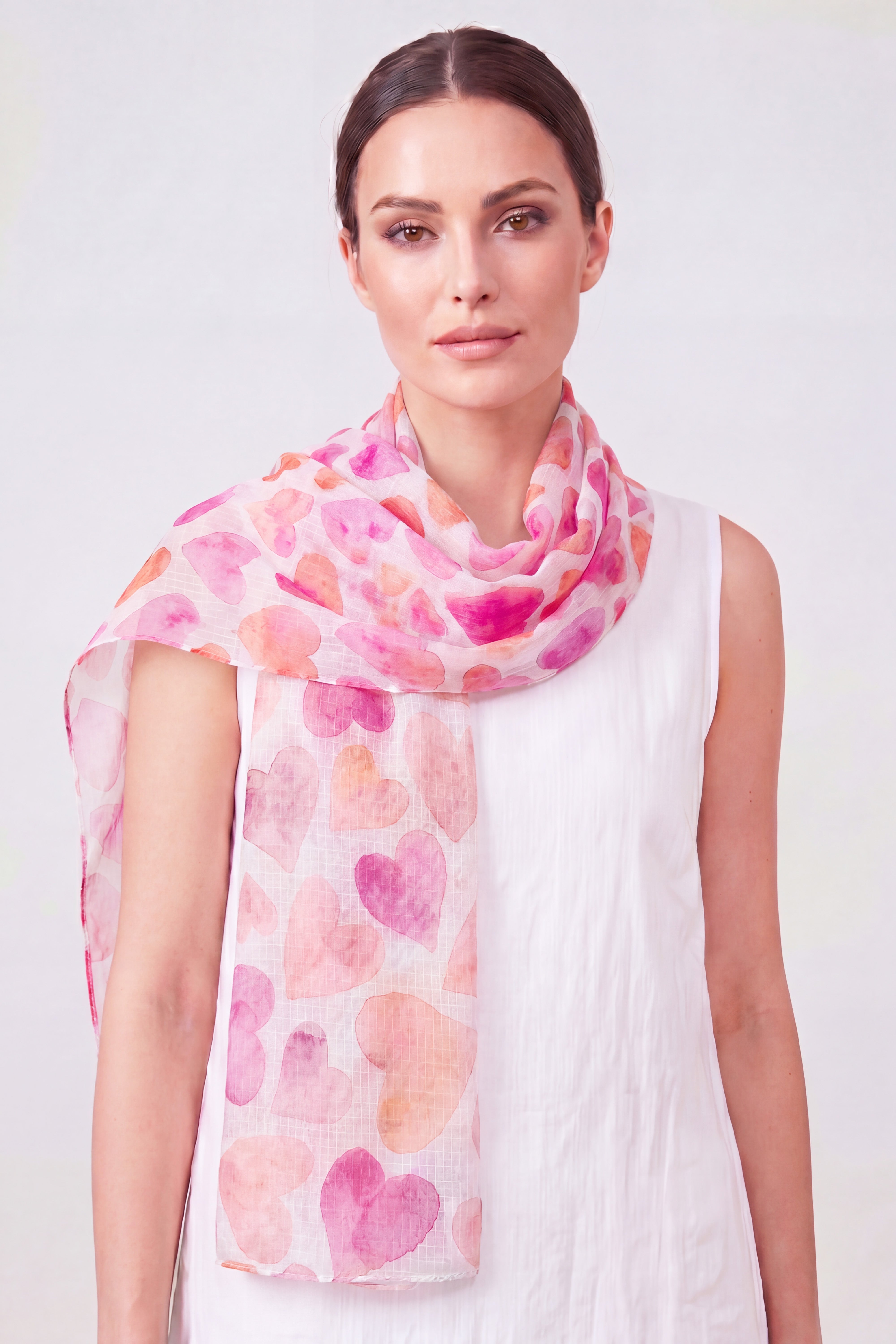 Watercolour Heart Print Scarf