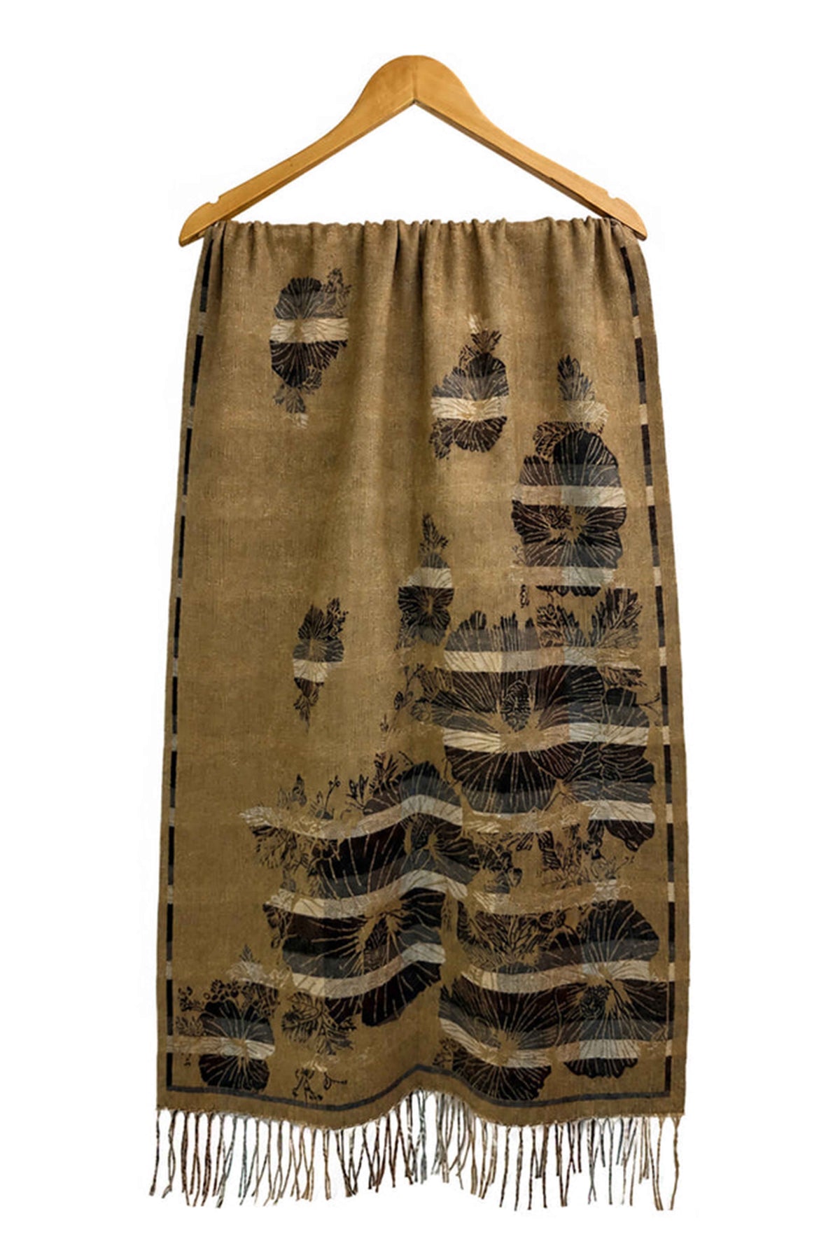 Women's Reversible Floral Check Print Multicolour Fringed Scarf