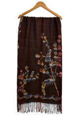 Women’s Abstract Floral & Stripe Tassel Scarf