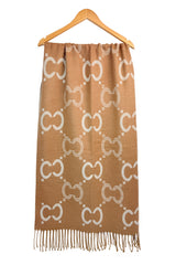 Women’s All-Over Geometric Print Reversible Fringed Scarf