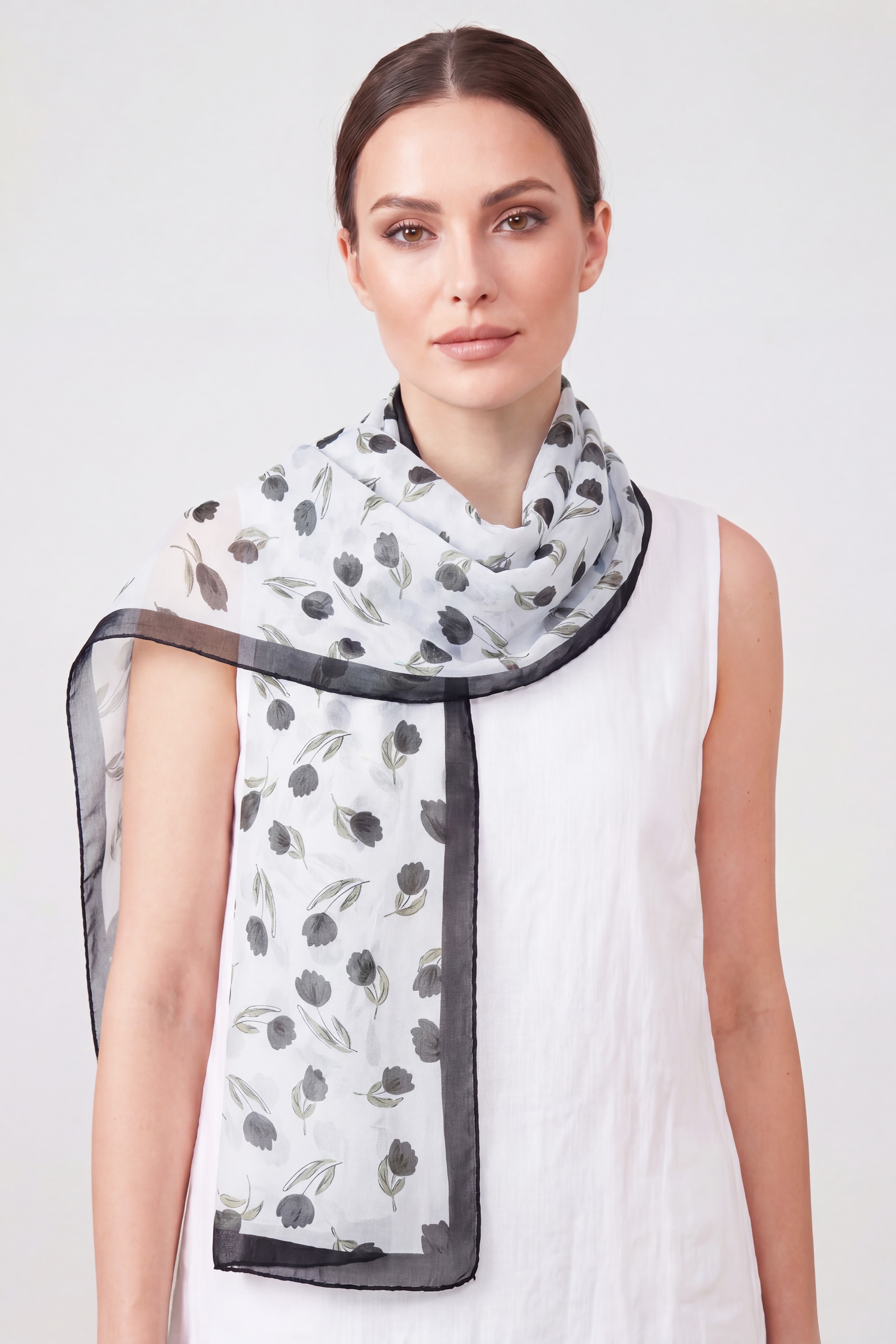 Tulip Floral Print Lightweight Scarf