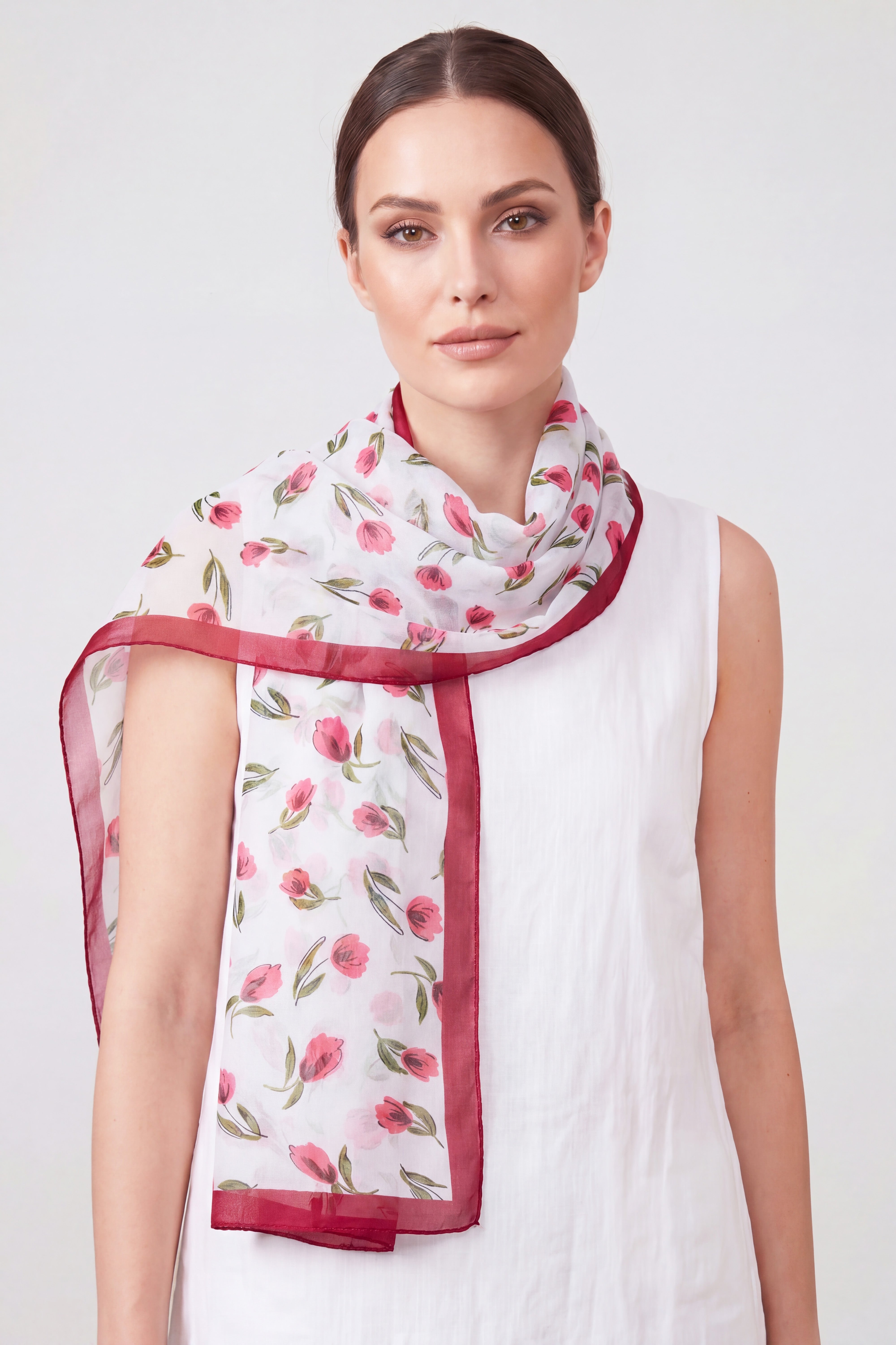 Tulip Floral Print Lightweight Scarf
