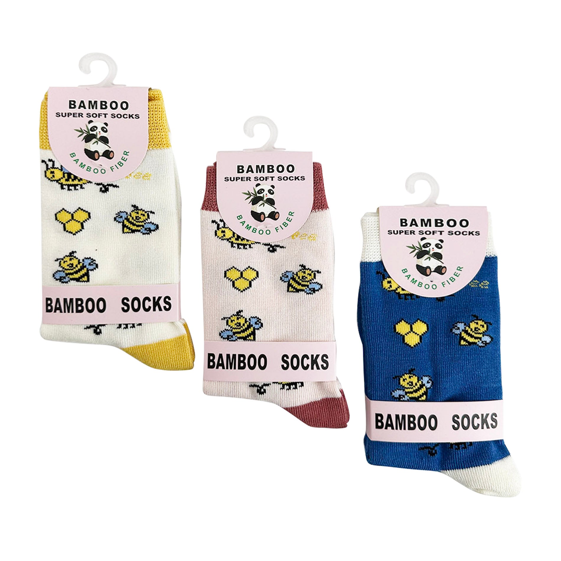 Women’s Bamboo Beeand Honeycomb Print Socks – 3 Pack with Gift Box