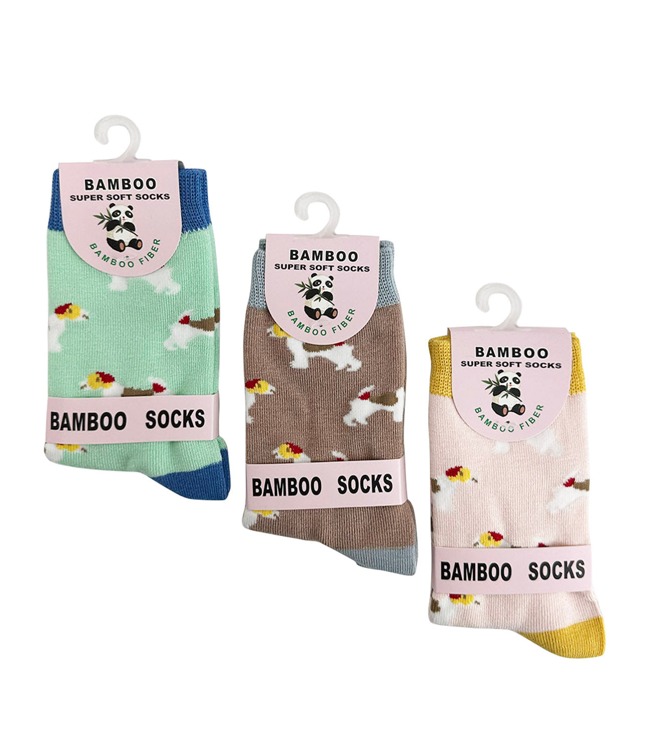 Women’s Bamboo Dog Print Socks – 3 Pack with Gift Box