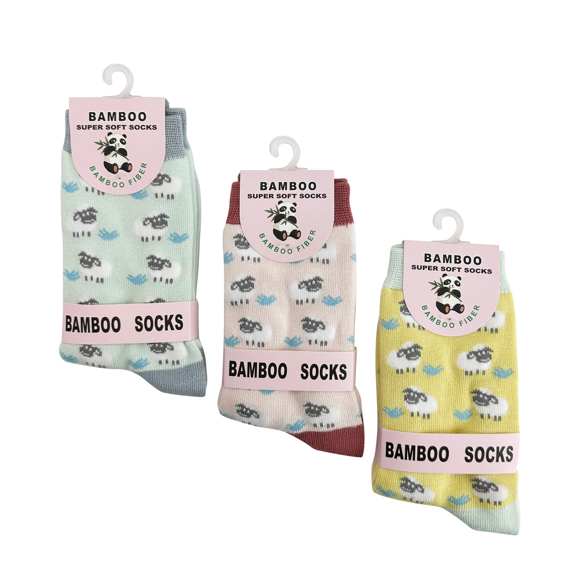 Women’s Bamboo Sheep Print Socks – 3 Pack with Gift Box