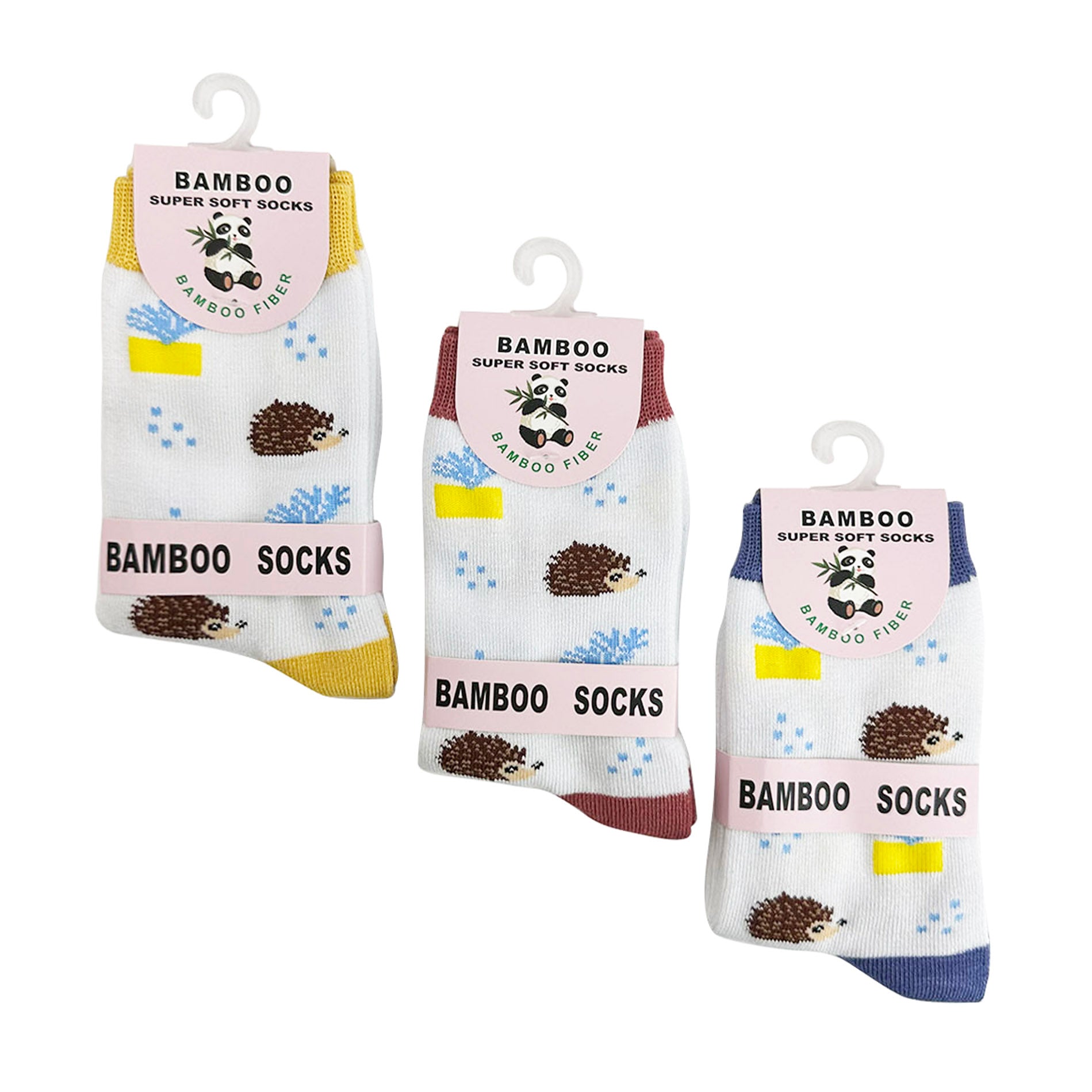 Women’s Bamboo Hedgehog Print Socks – 3 Pack with Gift Box