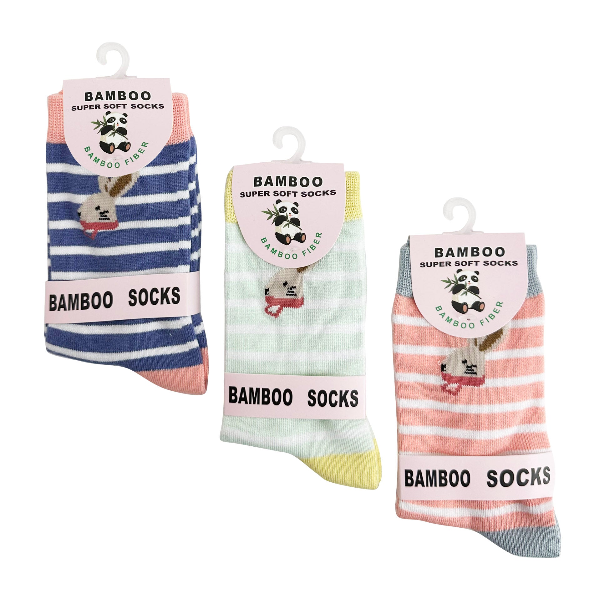 Women’s Bamboo Bunny Stripe Socks – 3 Pack with Gift Box