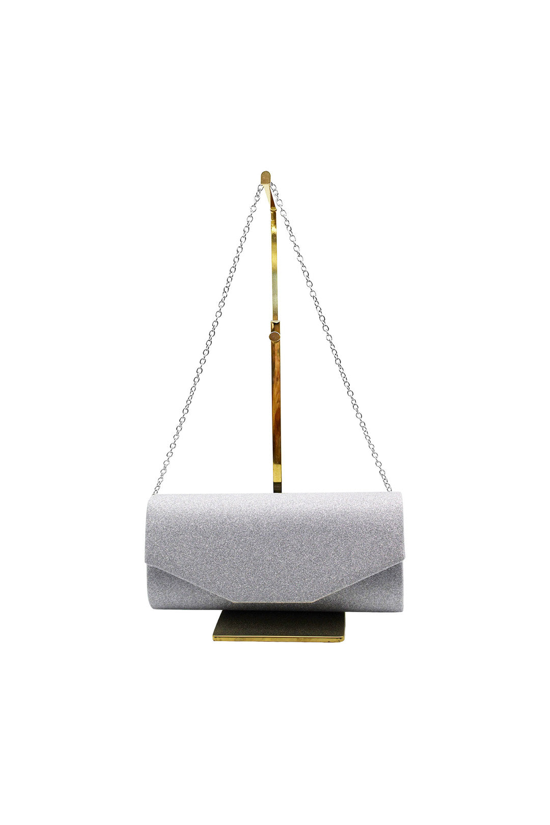 Glitter Envelope Clutch Bag with Gold /Silver Chain Strap