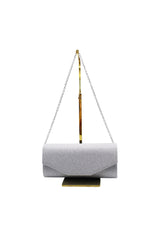 Glitter Envelope Clutch Bag with Gold /Silver Chain Strap
