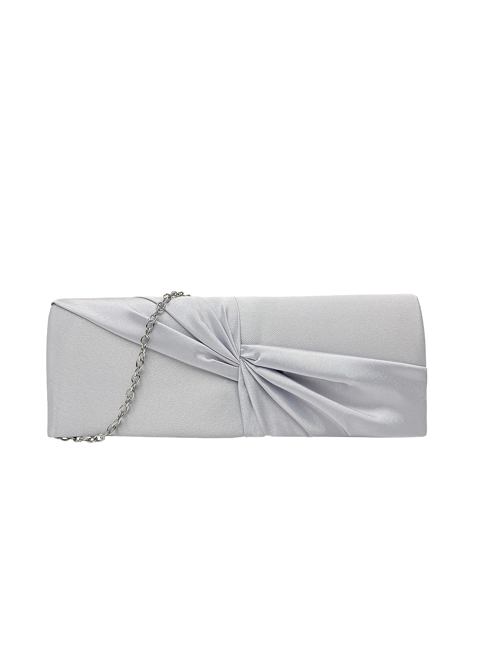 Luxury Satin Twist Knot Evening Clutch Bag with Detachable Chain