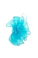 Elegant Organza Floral Fascinator with Feather Detail