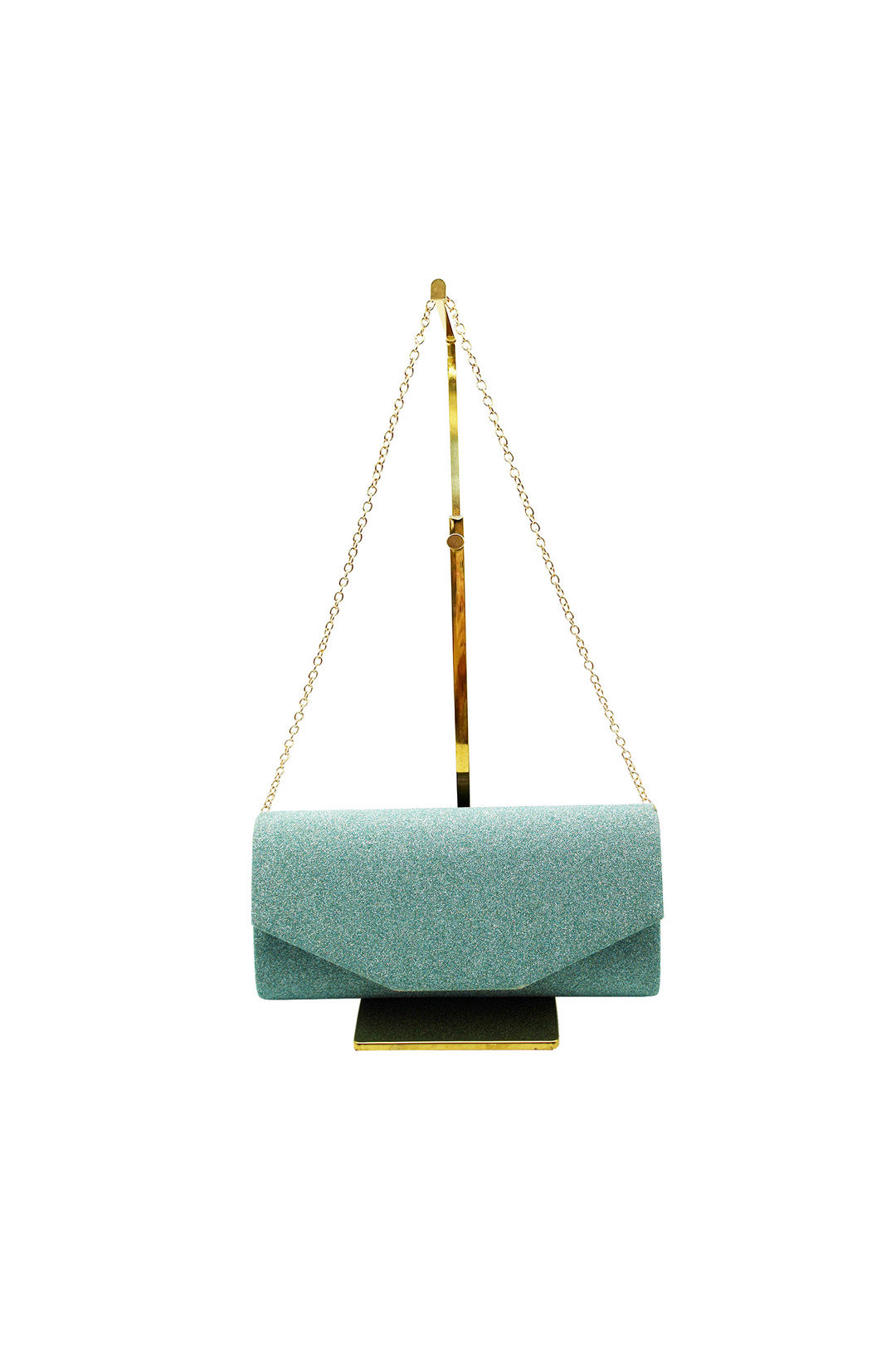 Glitter Envelope Clutch Bag with Gold /Silver Chain Strap