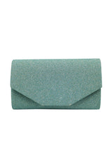 Glitter Envelope Clutch Bag with Gold /Silver Chain Strap