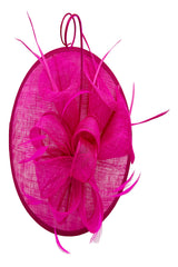 Statement Disc Fascinator with Petunia Flower and Feather Trim