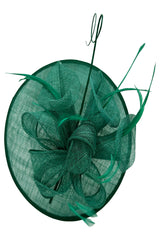 Statement Disc Fascinator with Petunia Flower and Feather Trim