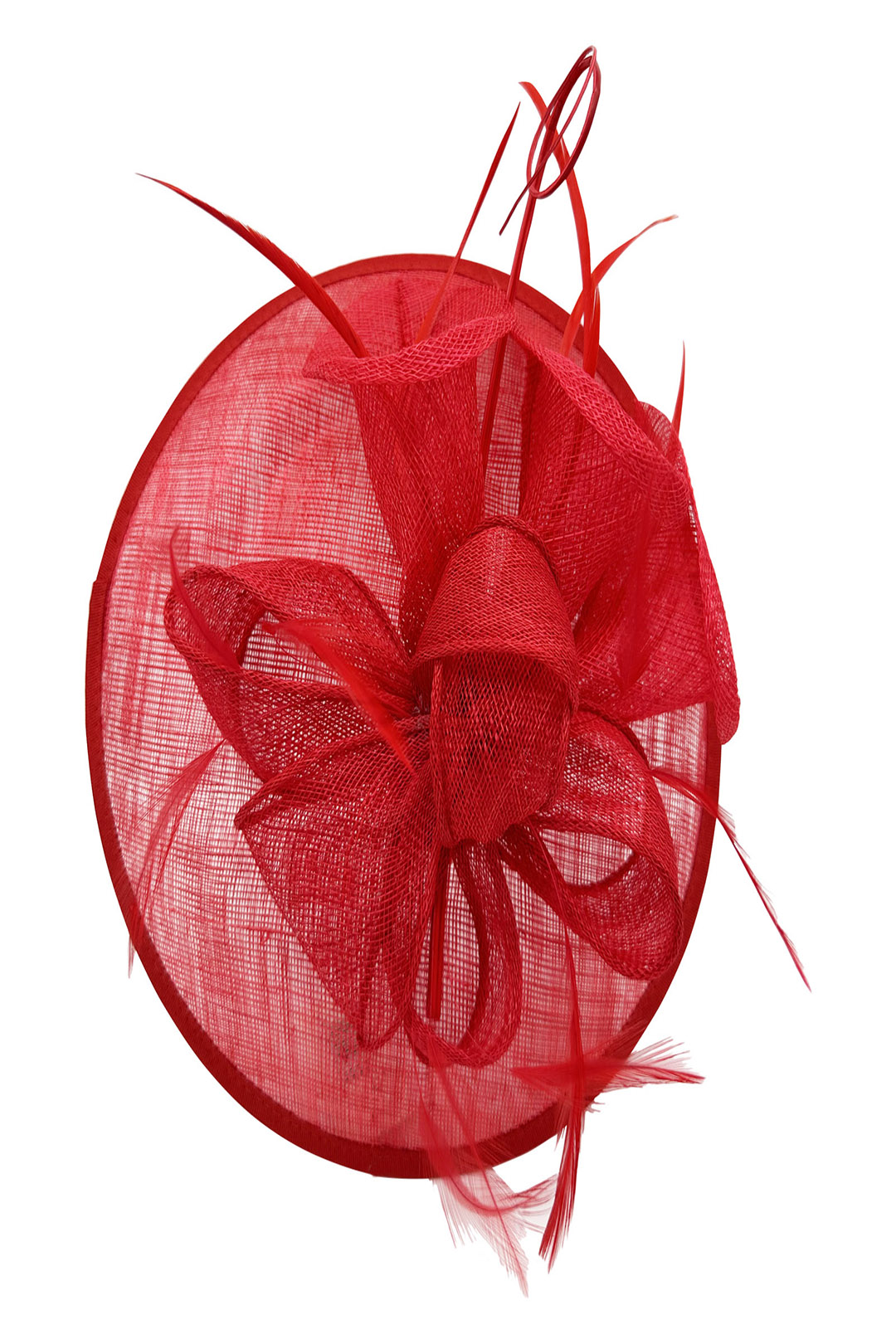 Statement Disc Fascinator with Petunia Flower and Feather Trim