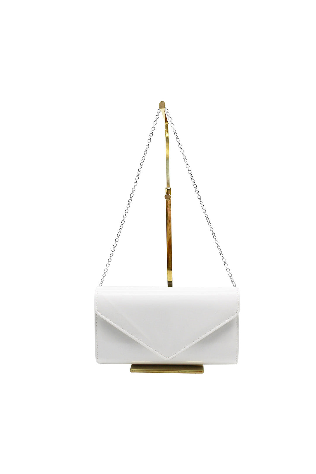 Patent Envelope Clutch Bag with Gold Chain Strap