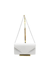 Patent Envelope Clutch Bag with Gold Chain Strap