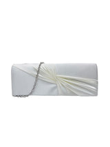Luxury Satin Twist Knot Evening Clutch Bag with Detachable Chain