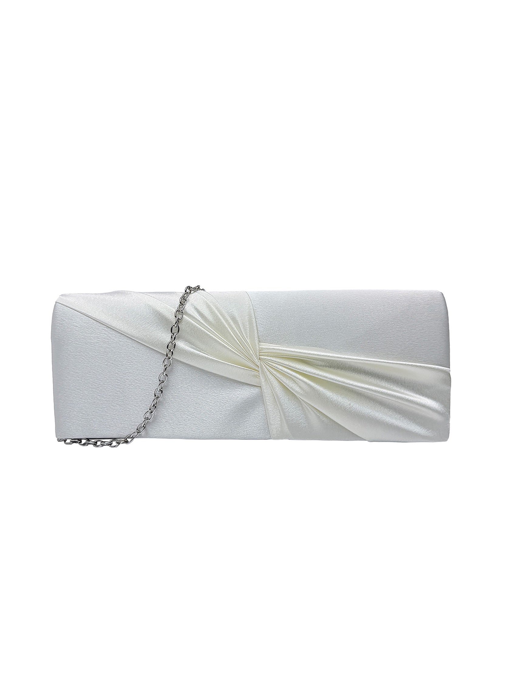 Luxury Satin Twist Knot Evening Clutch Bag with Detachable Chain