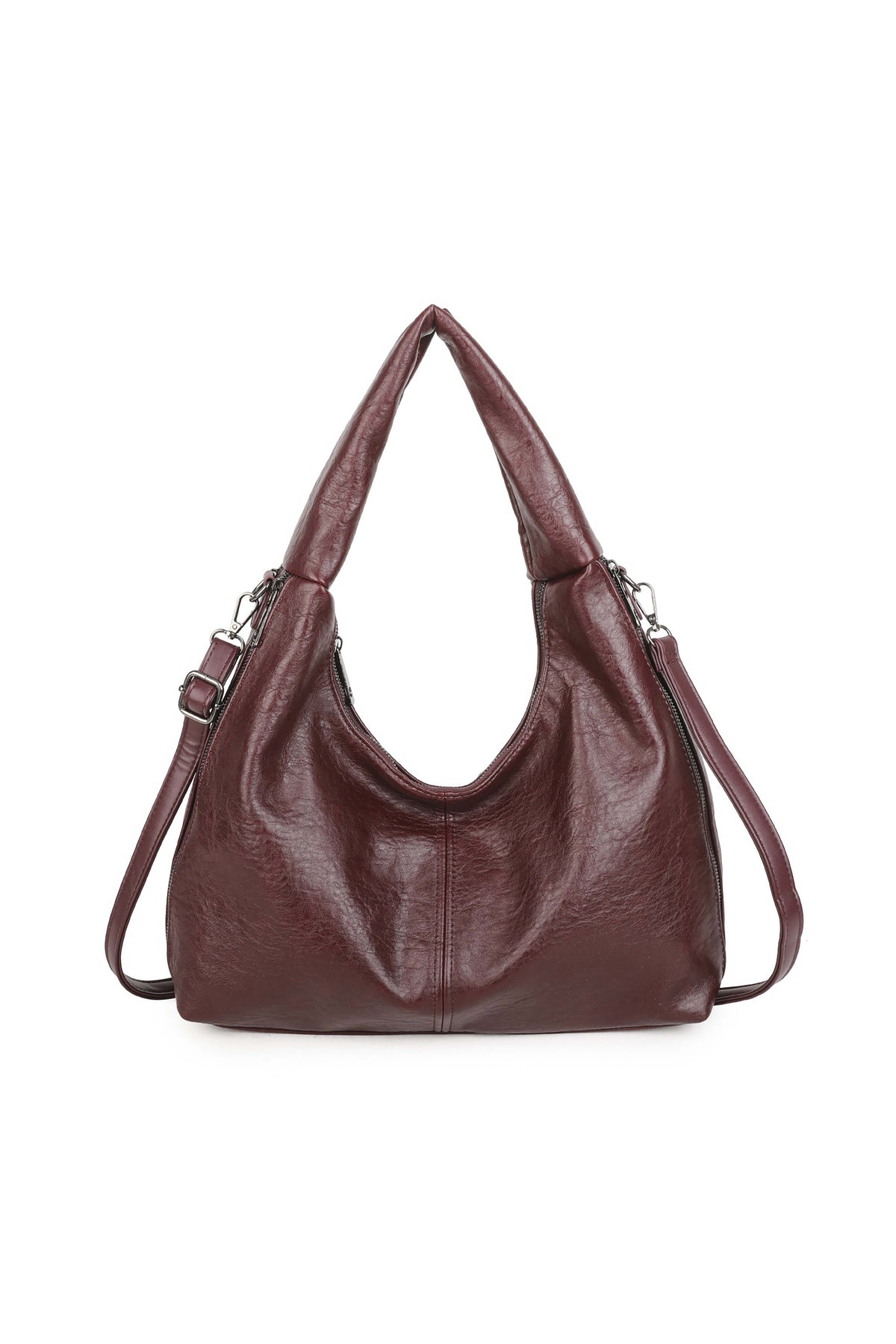 Women’s Classic Soft Hobo Shoulder Bag with Detachable Crossbody Strap