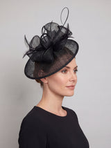 Statement Disc Fascinator with Petunia Flower and Feather Trim