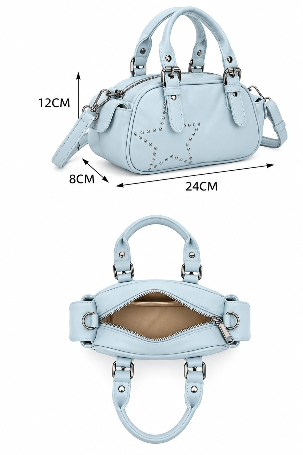 Women’s Quilted Star Stud Mini Handbag with Crossbody Strap