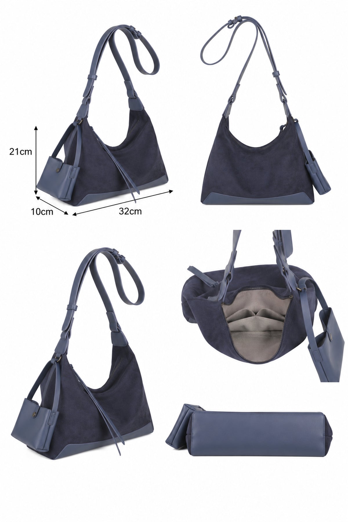 Women’s Soft Suede Hobo Bag with Adjustable Shoulder Strap