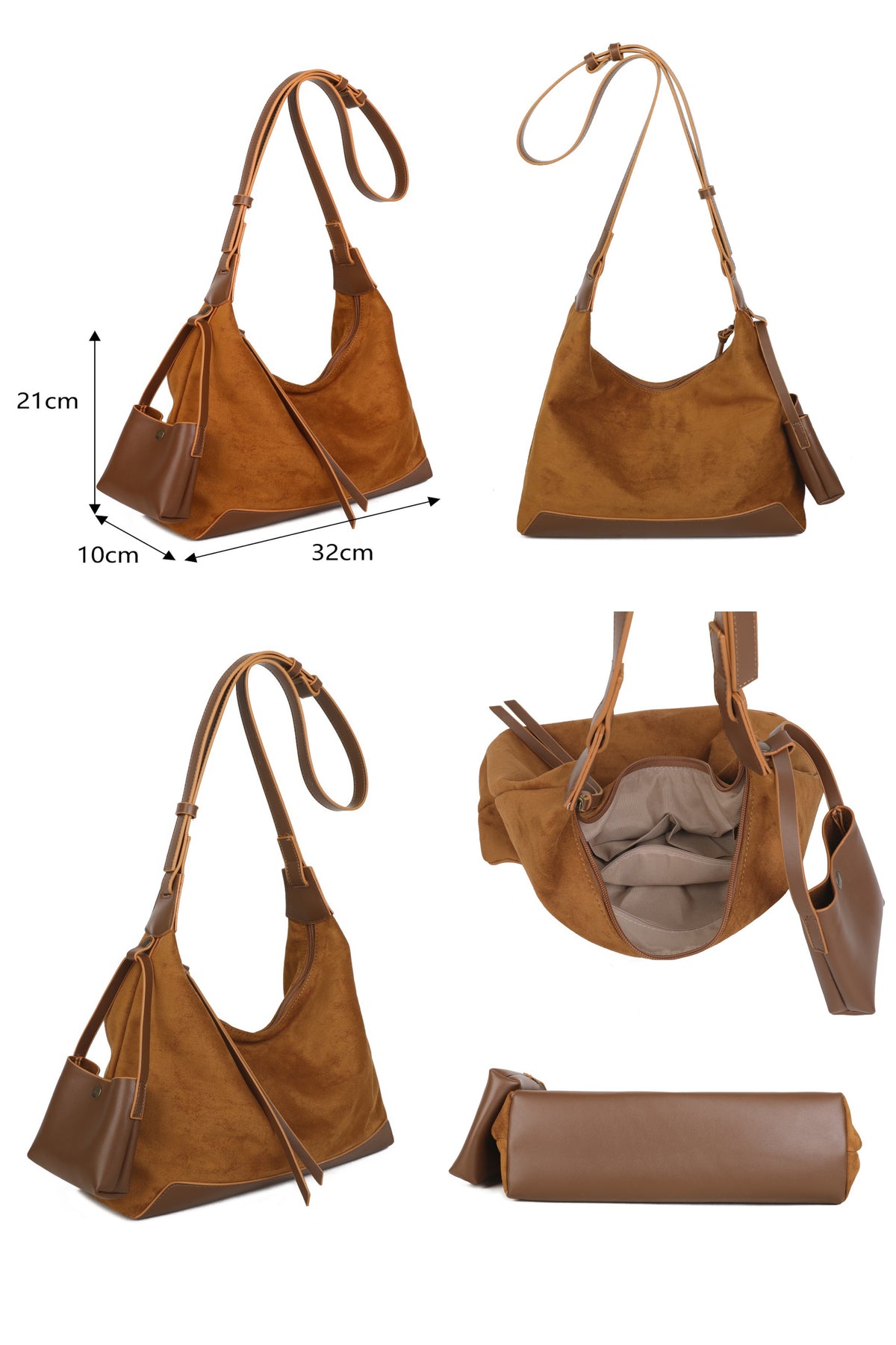 Women’s Soft Suede Hobo Bag with Adjustable Shoulder Strap