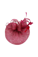 Curled Sinamay Bow Fascinator with Feather Trim Diamonds