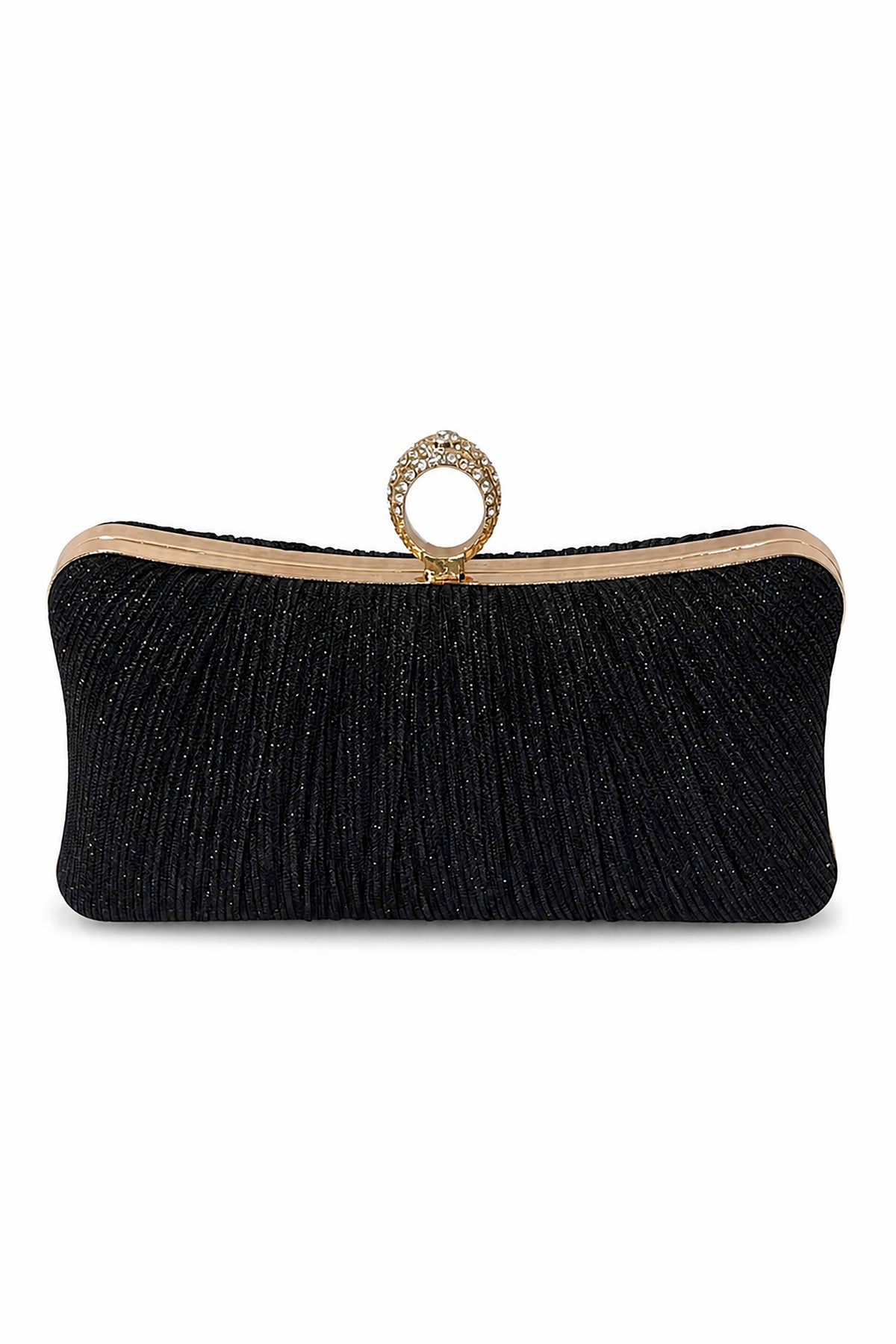 Women’s Glitter Pleated Ring Clasp Evening Clutch Bag