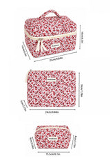 3 Piece Floral Travel Makeup & Toiletry Bag Set for Women