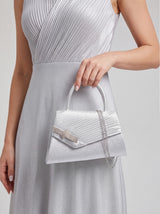 Women's Evening Bag Ruched Asymmetric Clutch with Detachable Chain Shoulder Strap