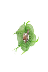 Small Sanity Flower Fascinator with Feather Trim – Dual Wear Brooch & Hair Clip