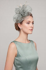 Curly Sinamay Fascinator with Feather Flower