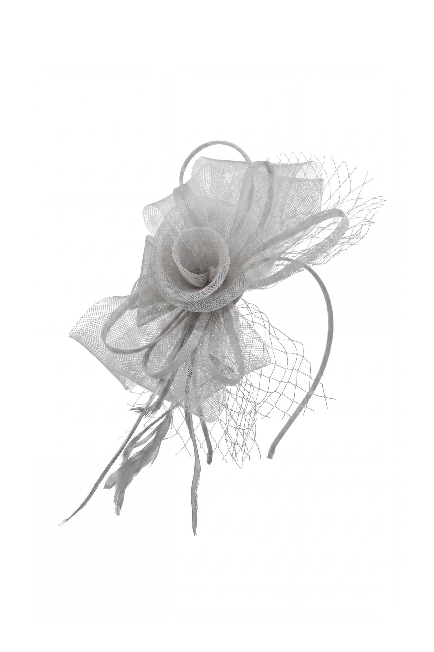 Double Flower Gauze Feather Fascinator Headband
